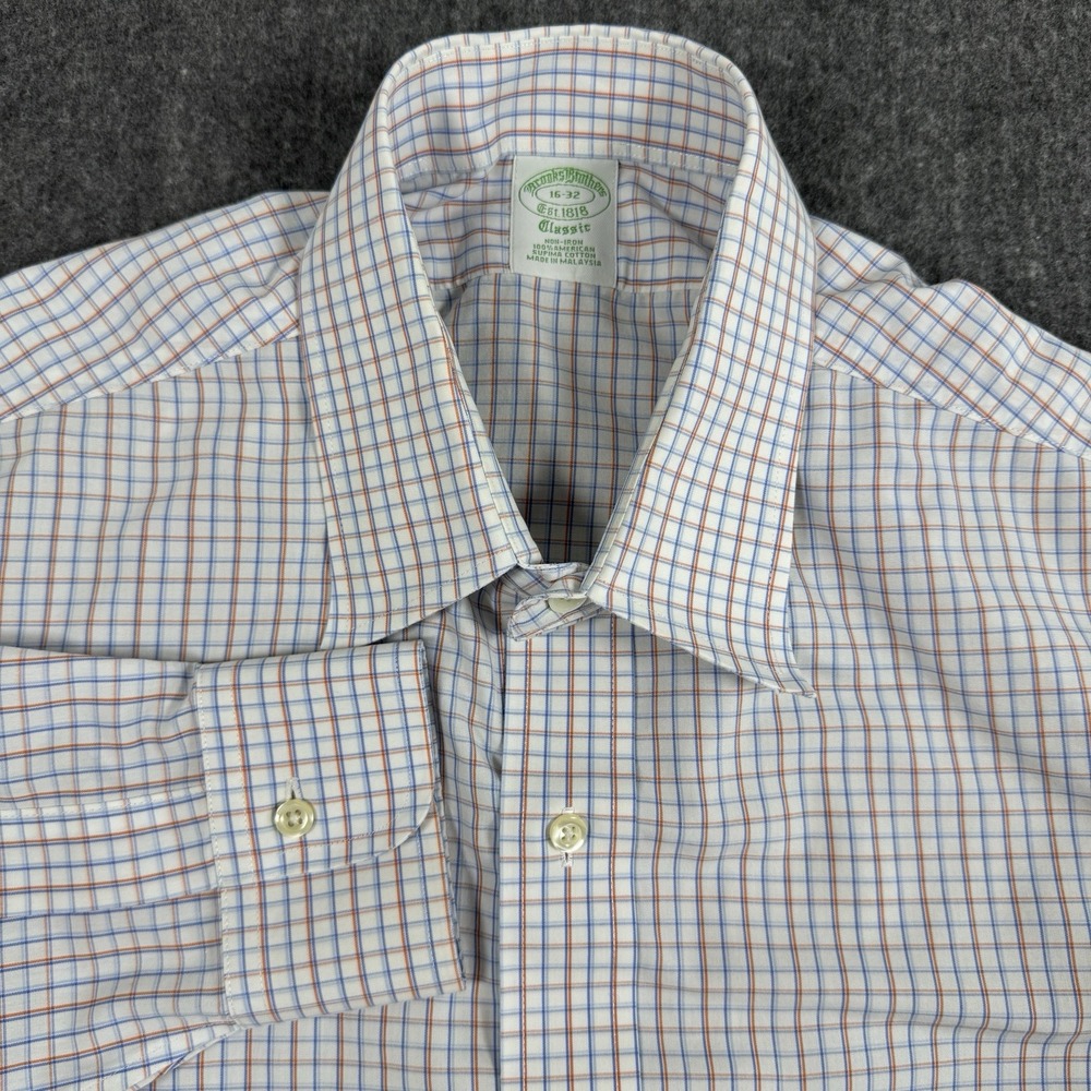 Brooks Brothers 1818 Classic Shirt 16-32 Supima Cotton Non Iron Plaid Check